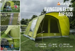Vango Avington Flow Air 500 Tent (2022) -Vango Camping avington flow air 500 low res