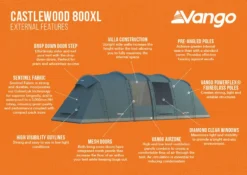 Vango Castlewood 800XL Poled Tent Package (2023) -Vango Camping castlewood 800xl infographic