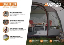 Vango Cove II Low (Poled) Awning 2023 -Vango Camping cove ii low infographic 2
