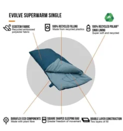 Vango Evolve Superwarm Sleeping Bag - Single 12 Vango Evolve Superwarm Sleeping Bag - Single -Vango Camping evolve superwarm single 3 1 1