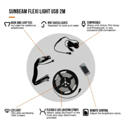 Vango Sunbeam Flexi Light 2m (USB) -Vango Camping family essentials infographicscall outs5