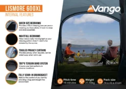 Vango Lismore 600XL Poled Tent Package (2023) -Vango Camping lismore 600xl infographic2