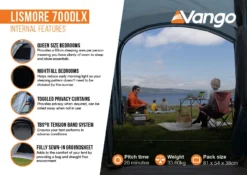 Vango Lismore 700DLX Poled Tent Package (2023) -Vango Camping lismore 700dlx infographic2