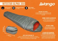 Vango Nitestar Alpha 350 Sleeping Bag (Fog) -Vango Camping nitestar 350 infographic