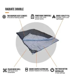Vango Radiate Sleeping Bag (with Built-in Heater) - Double -Vango Camping radiate double 3 1 1