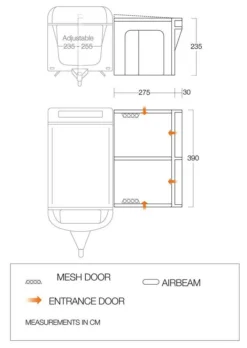 Vango Riviera Air 390 Elements All Season Caravan Awning (2023) -Vango Camping riviera 390 eas flooplan
