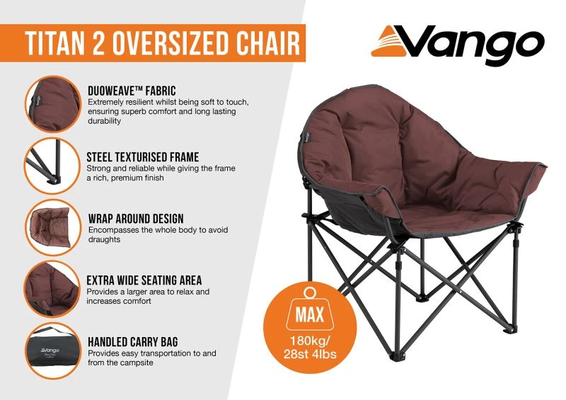 Vango Titan 2 Oversized Chair - Brick Dust 2 Vango Titan 2 Oversized Chair - Brick Dust - Image 2