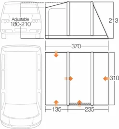 Vango Kela V Low AirAway Awning (2022) -Vango Camping vango 2018 awnings floorplan kela iii low