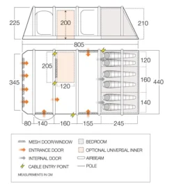 Vango Anantara IV TC 650xl Air Tent (2023) -Vango Camping vango 2021 airbeam si pro floorplan anantara iii air tc 650xl 1