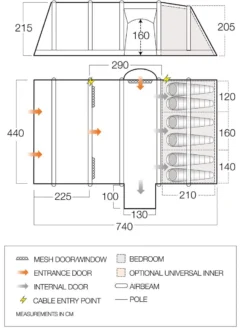 Vango Rome II Air 650XL Tent Package (2023) 19 Vango Rome II Air 650XL Tent Package (2023) -Vango Camping vango 2021 tents floorplan rome air 650xl hi