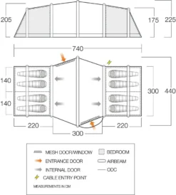 Vango Vesta Air 850xl Tent (2023) Bundle -Vango Camping vango 2022 tents floorplan vesta air 850xl